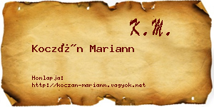Koczán Mariann névjegykártya