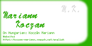 mariann koczan business card